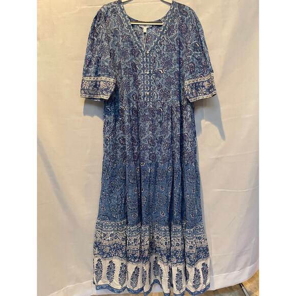 Sea Bird Lightweight Button-Up Lucky Bay Maxi Dress, 100% Cotton, Size XL - Picture 1 of 8